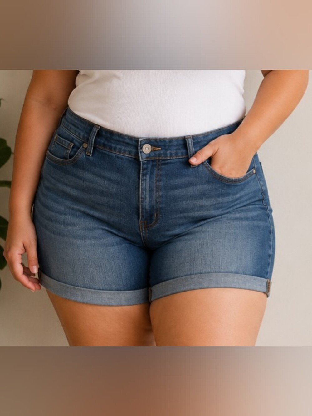Torrid Denim Shorts Size 20 Plus Blue Mid Rise Cuffed Stretch Jean Shorts Summer - Picture 1 of 8